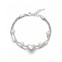 Bracciale argento 2 fili con perle e cuore centrale miluna