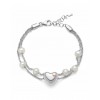 Bracciale argento 2 fili con perle e cuore centrale miluna