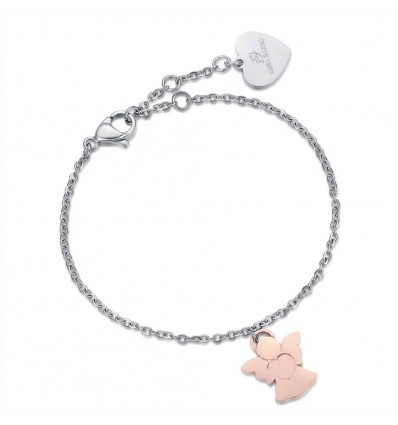 Bracciale da donna con angelo in acciaio rosè Luca Barra