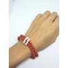 Bracciale donna Miluna 2 fili in corallo rosso con perle PBR2219